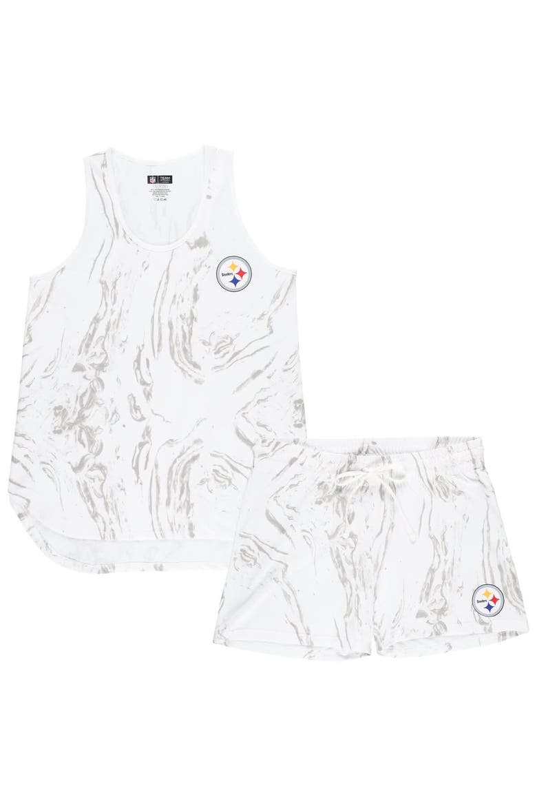 Women's Concepts Sport White Pittsburgh Steelers Plus Size Quartz Tank Top & Shorts Set, Alternate, color, White