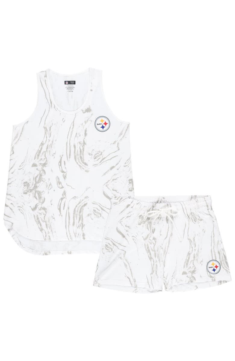 CONCEPTS SPORT Women's Concepts Sport White Pittsburgh Steelers Plus Size Quartz Tank Top & Shorts Set, Alternate, color,