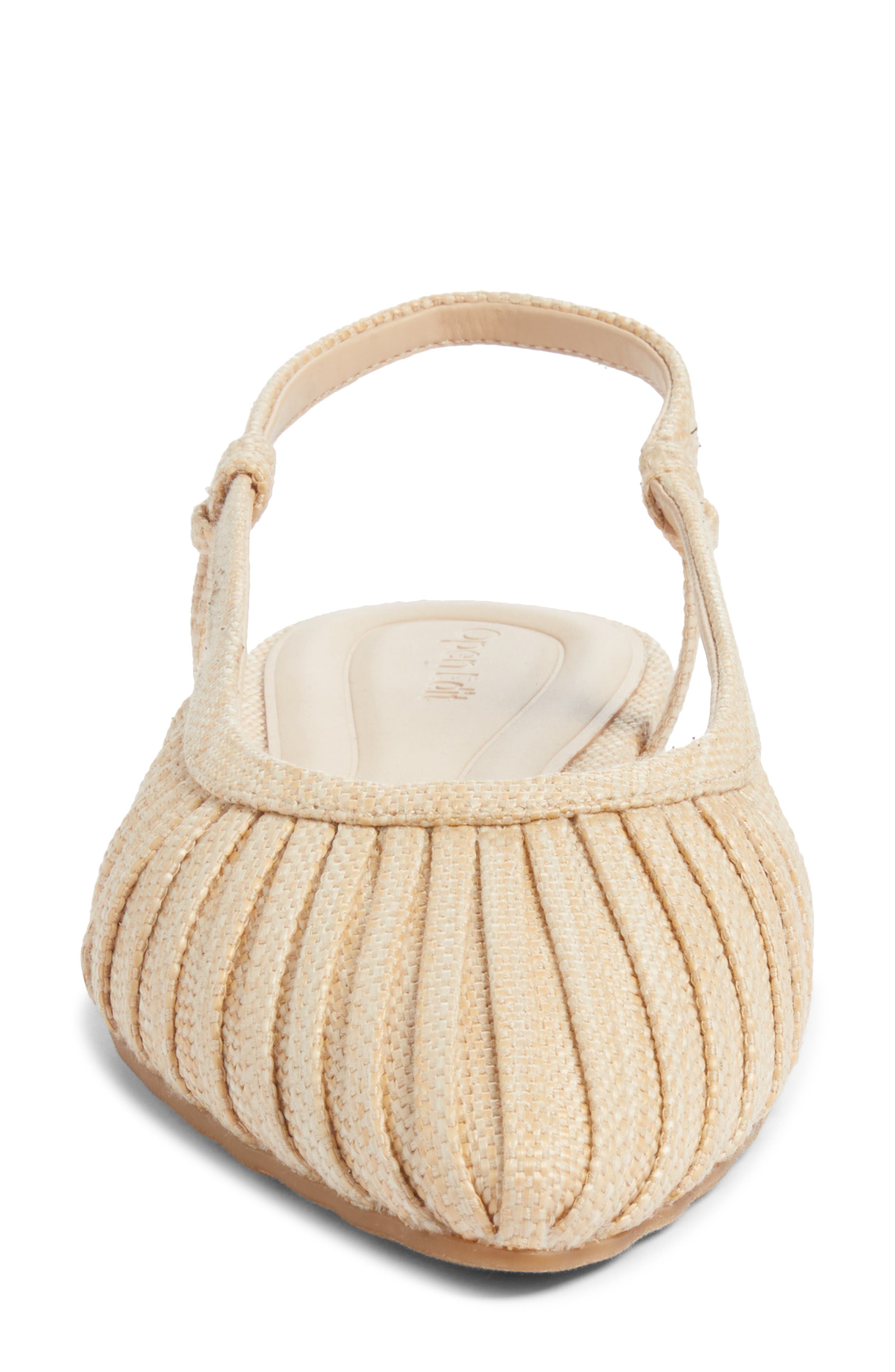 Open Edit Kaira Woven Slingback Flat, Alternate, color, Natural