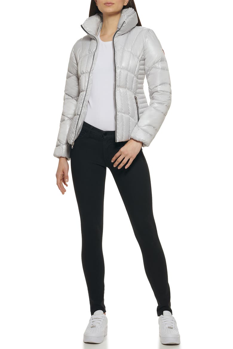 Quilted Puffer Jacket, Alternate, color, SILVER