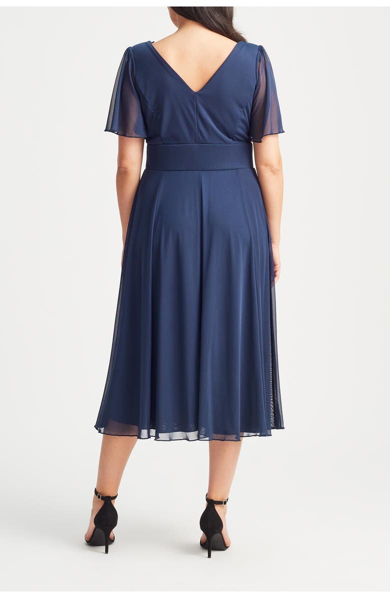 Scarlett & Jo Victoria Solid Angel Sleeve Midi Dress, Alternate, color, Solid Navy
