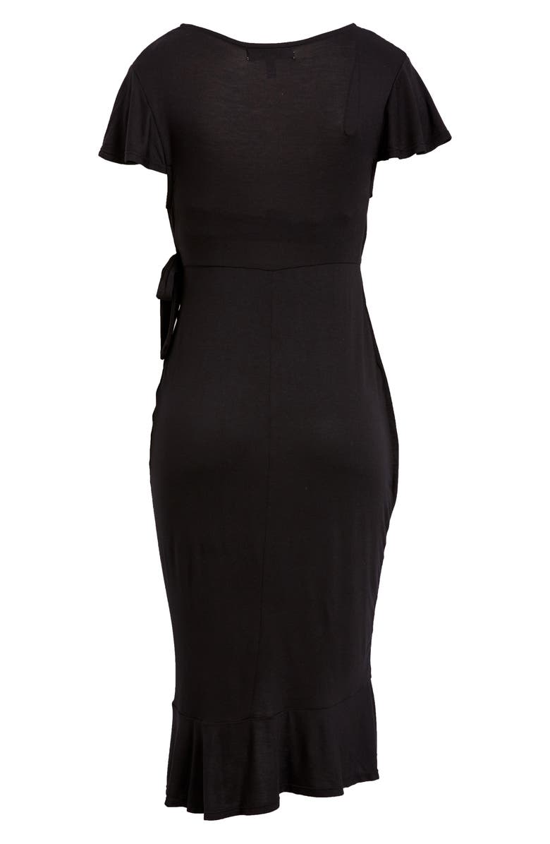 Fourteenth Place Flutter Sleeve Wrap Maternity Dress, Alternate, color, 