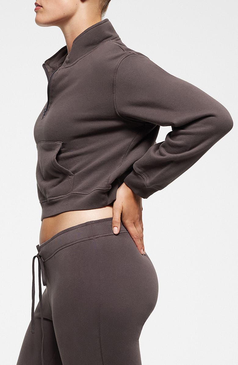 SKIMS Shrunken Organic Cotton Half Zip Pullover, Alternate, color, 