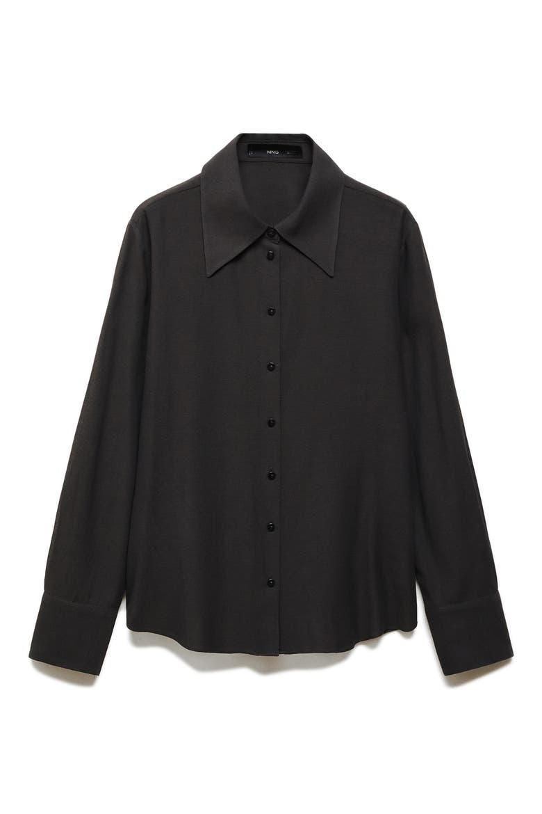 Swallowtail Collar Button-Up Shirt, Alternate, color, BLACK