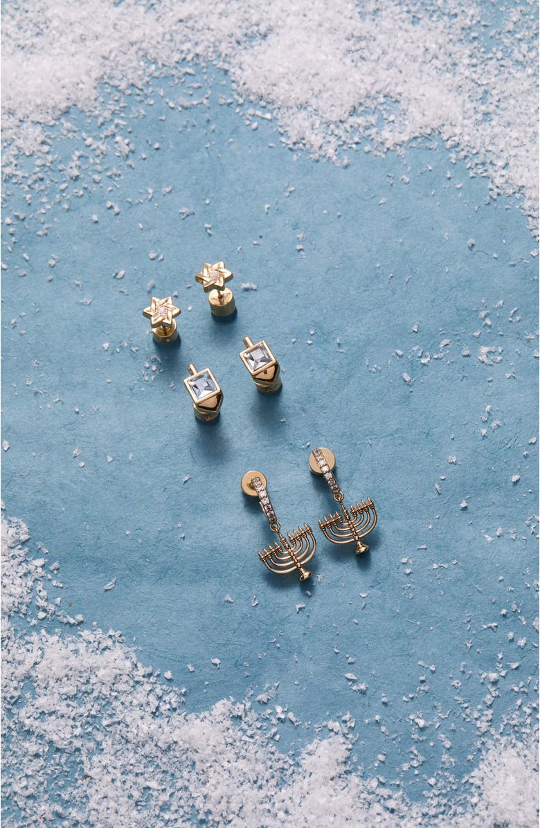 Alex and Ani Hanukkah Earring Stud Set, Alternate, color, Gold