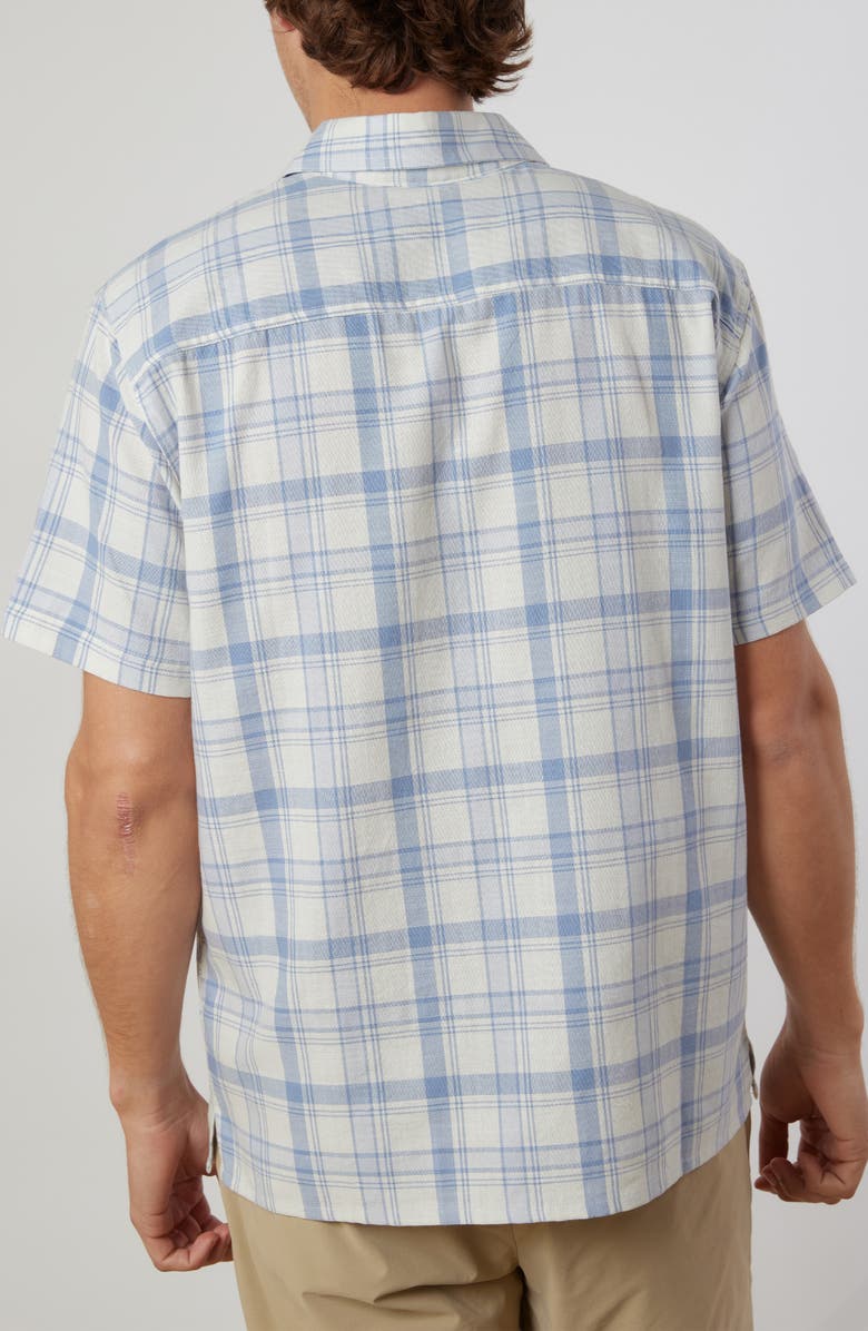 Rainforest Old Harbour Plaid Cotton Short Sleeve Button-Up Shirt, Alternate, color,