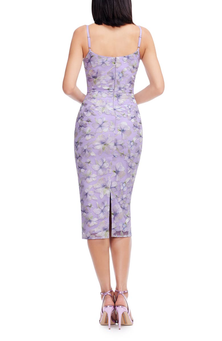Dress the Population Blakely Floral Embroidery Midi Dress, Alternate, color, Wisteria Multi