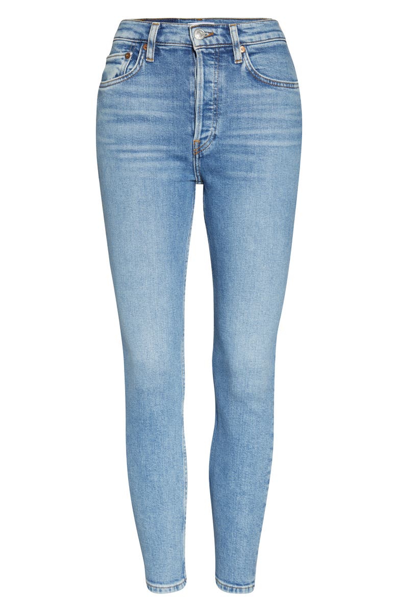 Re/Done '90s Ripped Ankle Skinny Jeans, Alternate, color, 