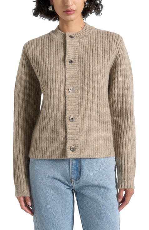 Alix Unisex Crewneck Ribbed Knit Cardigan