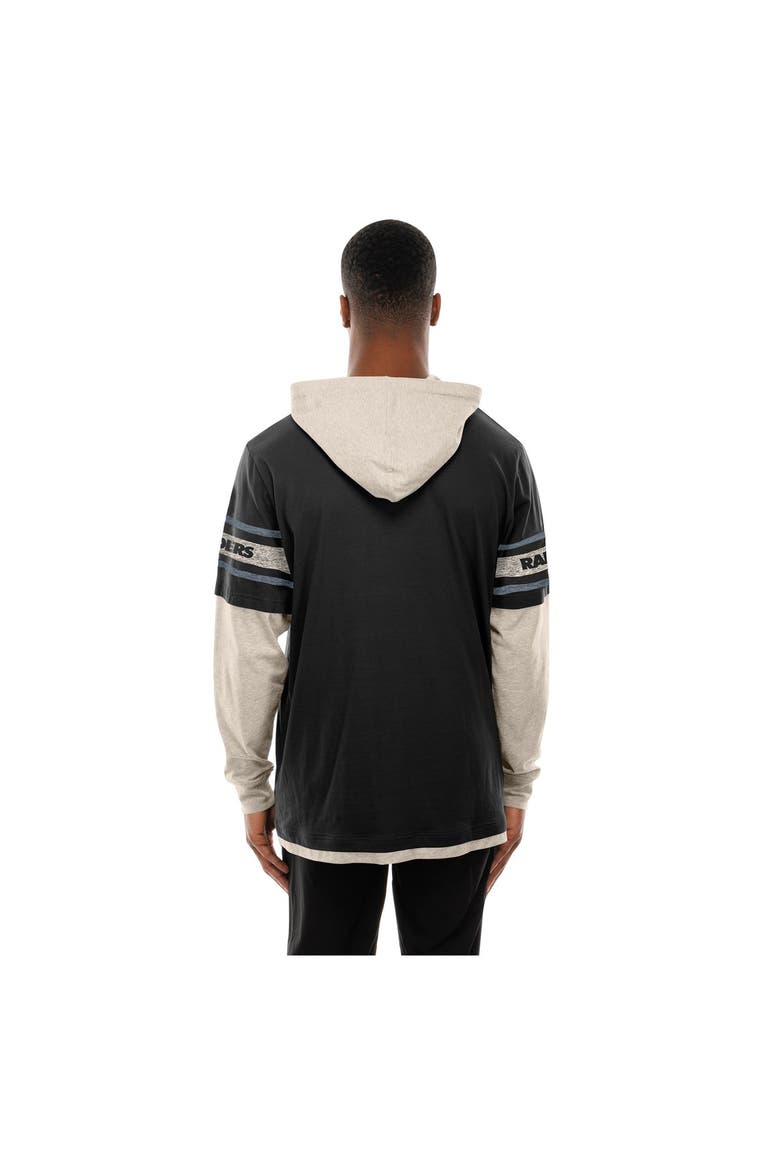Men's New Era  Black Las Vegas Raiders Twofer Layered Long Sleeve Hoodie T-Shirt, Alternate, color, Black