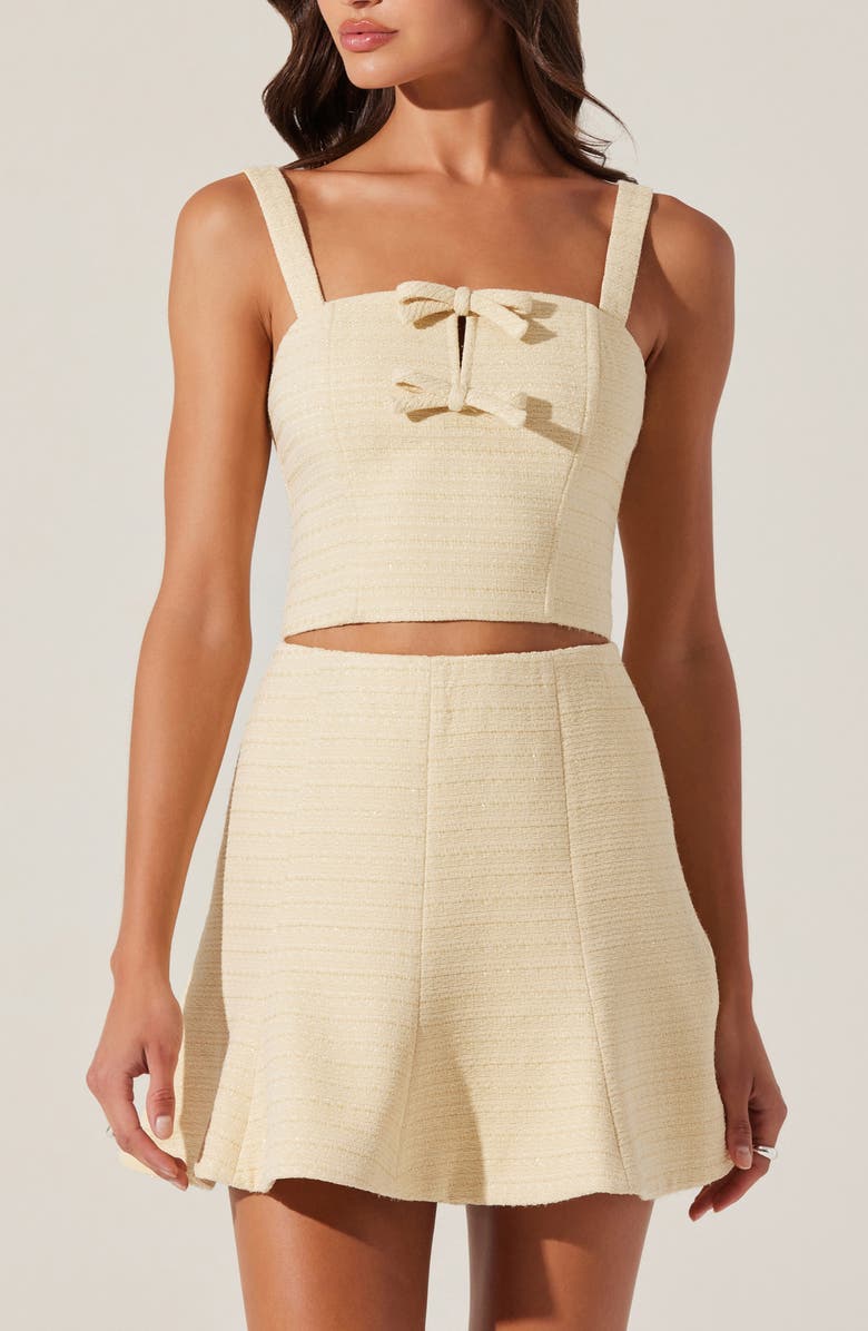 ASTR the Label Kiona Diamante Tweed Crop Top, Main, color, Yellow