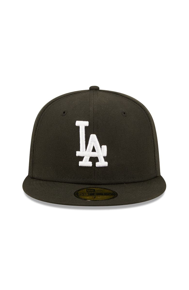 New Era Men's New Era Black Los Angeles Dodgers Team Logo 59FIFTY Fitted Hat, Alternate, color,