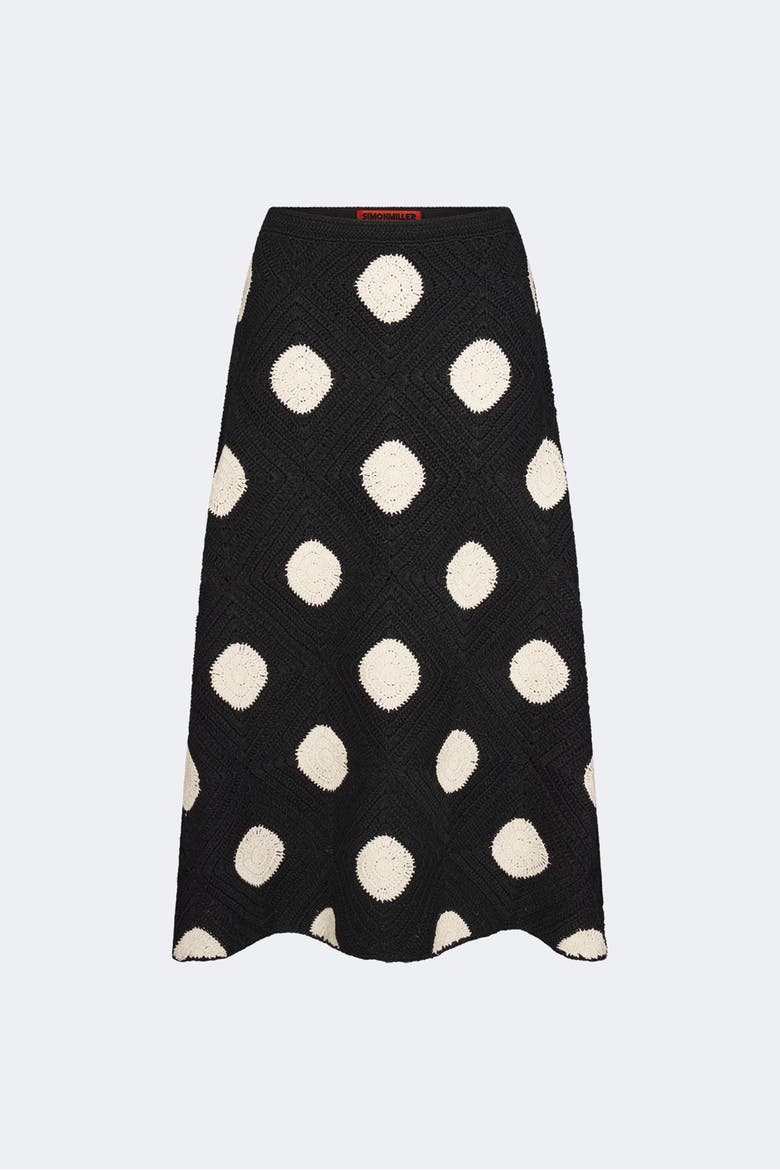 Zorah Crochet Skirt, Alternate, color, Black/Macadamia Polka Dot