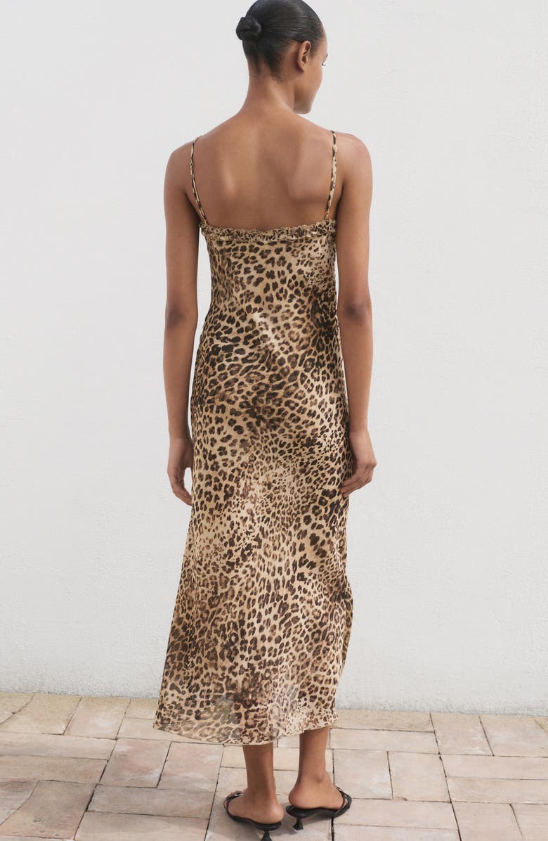 MANGO Animal Print Midi Dress, Alternate, color, Ecru