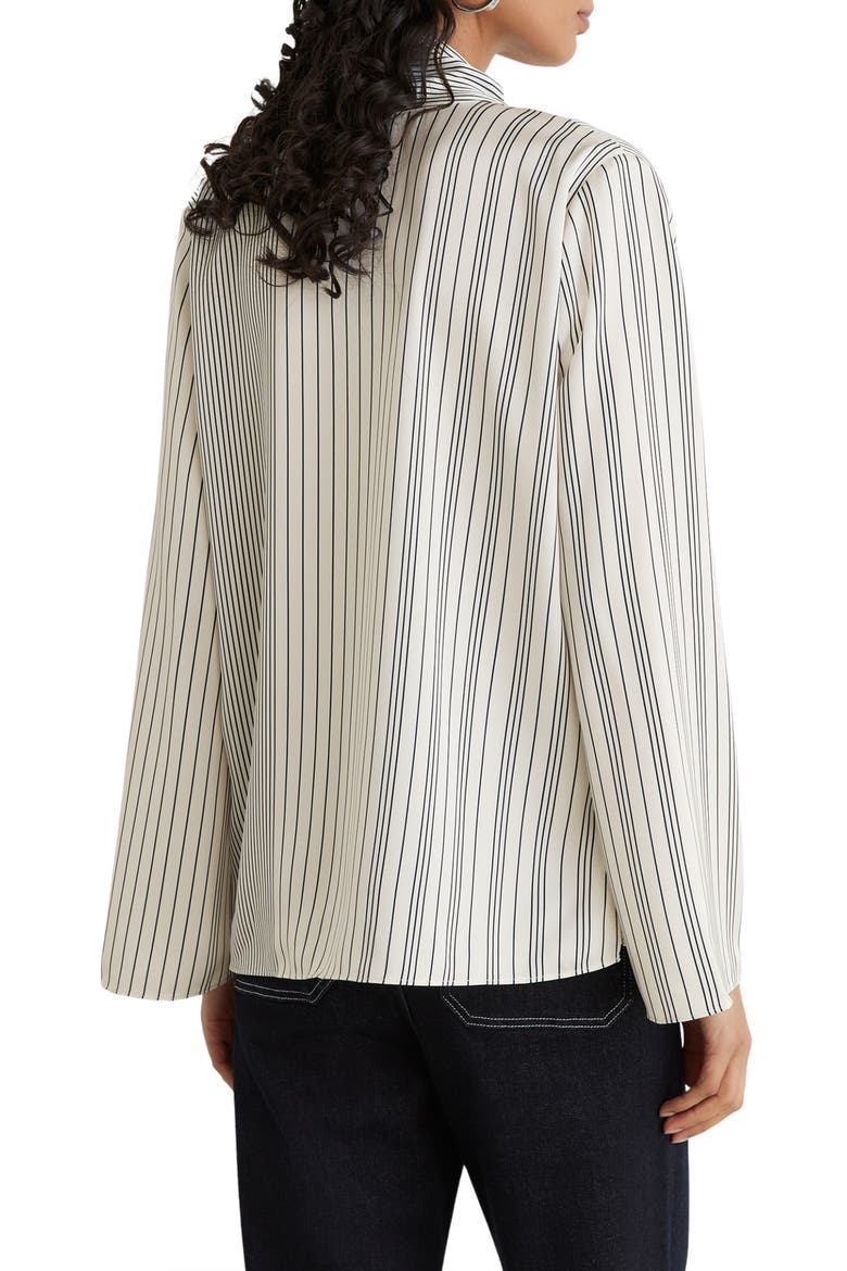 Rina Striped Tie Neck Top, Alternate, color, IVORY/ NAVY