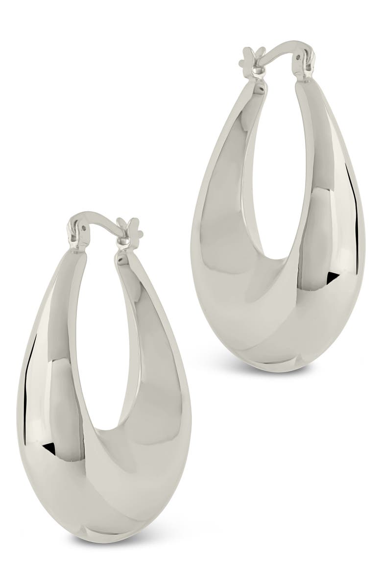 Sterling Forever Autumn Elongated Drop Hoop Earrings, Alternate, color, 