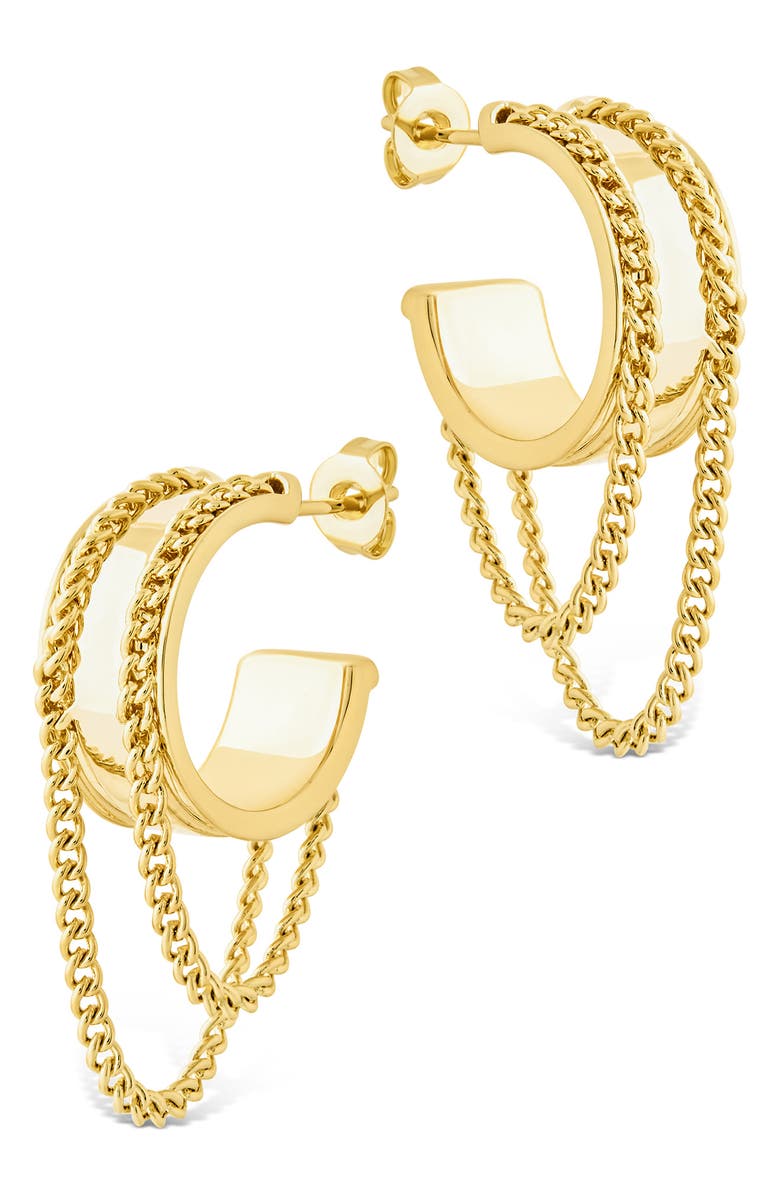Sterling Forever Gwendolyn Chain Drop Hoop Earrings, Alternate, color, Gold
