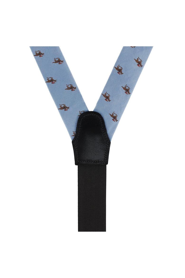 Down The Stretch Racehorse Linen Blend Button End Suspenders, Alternate, color, Light Blue