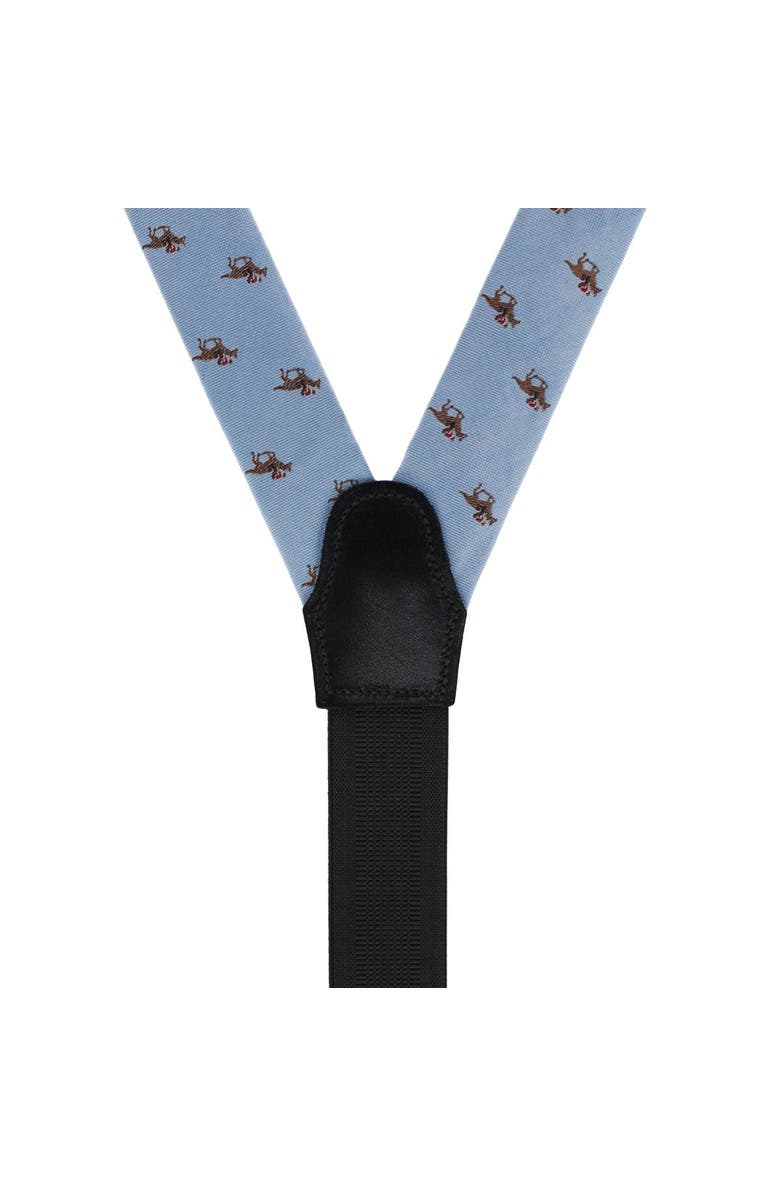 Trafalgar Down The Stretch Racehorse Linen Blend Button End Suspenders, Alternate, color, Light Blue