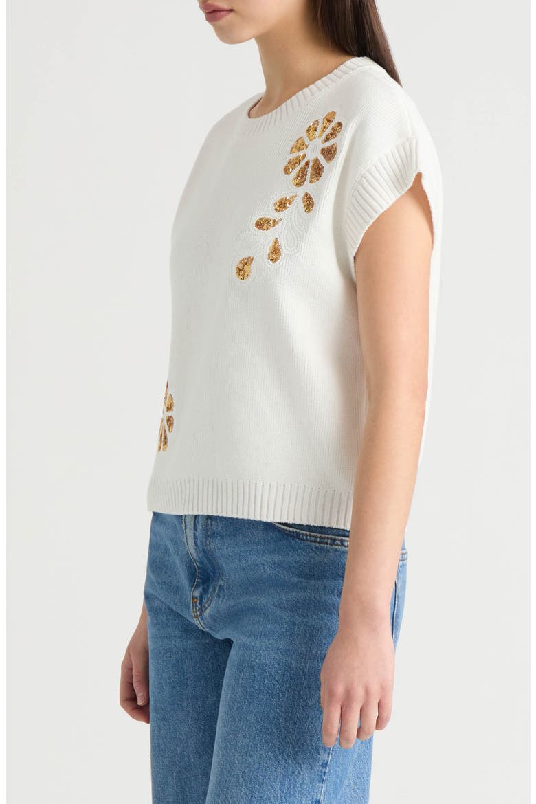 Sequined Floral Stripe Dolman Sweater, Alternate, color, MARSHMALLOW