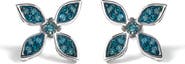 Haus of Brilliance .925 Sterling Silver 1/3 Cttw Blue Diamond Floral Earrings