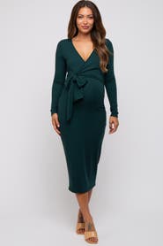 PinkBlush Ribbed Long Sleeve Wrap Dress