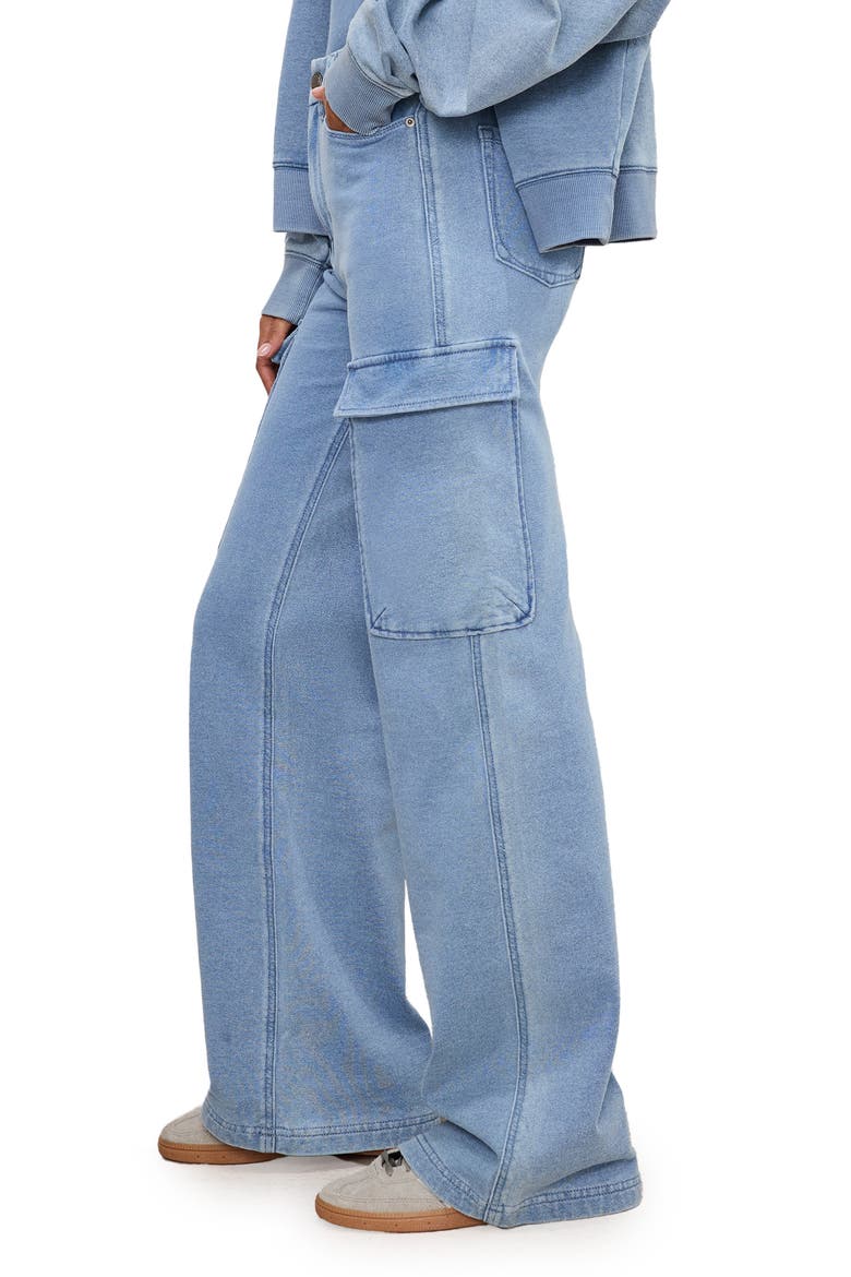 Jeanius Good Skate Wide Leg Cargo French Terry Pants, Alternate, color, INDIGO376