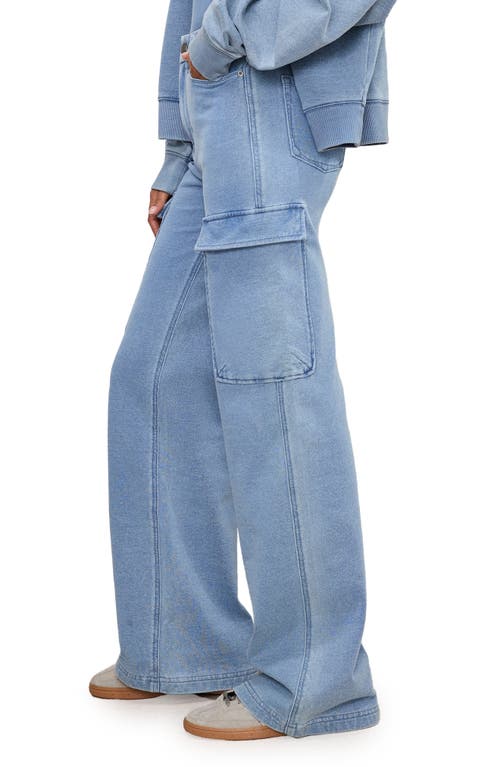 Shop Good American Jeanius Good Skate Wide Leg Cargo French Terry Pants In Indigo376
