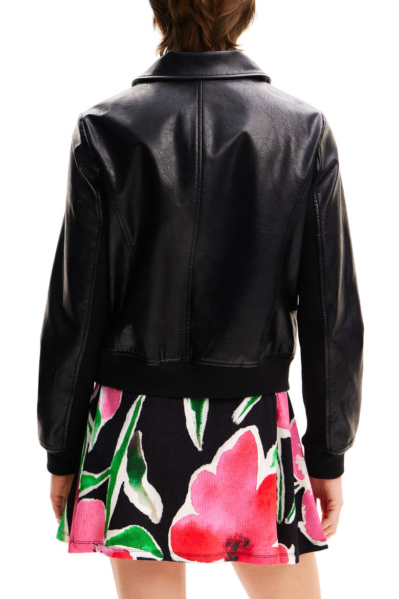 Retro Faux Leather Biker Jacket, Alternate, color, BLACK