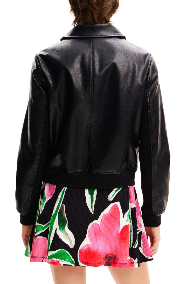 Desigual Retro Faux Leather Biker Jacket, Alternate, color,