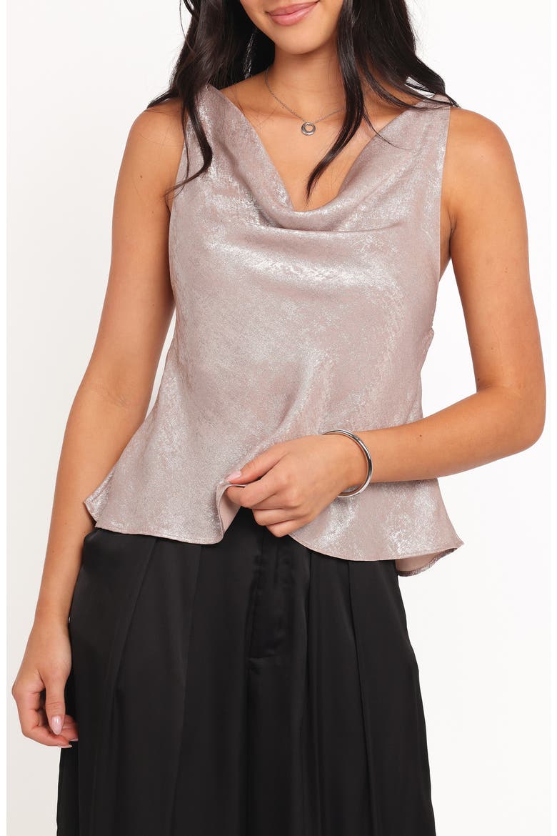 Vita Metallic Cowl Neck Tank, Main, color, CHAMPAGNE
