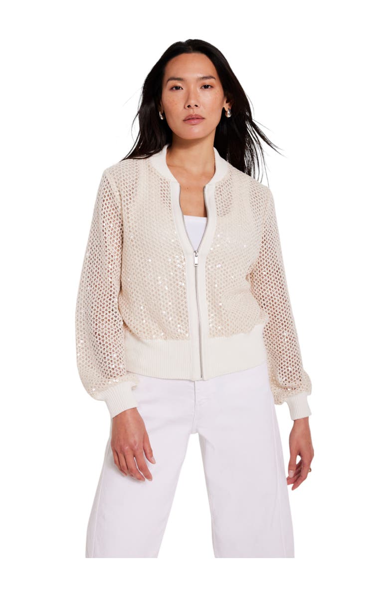 MINT VELVET Sequin Bomber Jacket, Main, color, Neutral