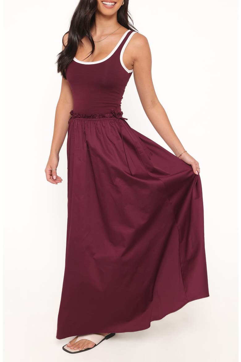 Finesse Sleeveless Stretch Cotton Maxi Dress, Alternate, color, BURGUNDY
