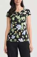 KASPER Floral Cowl Neck Cap Sleeve Top
