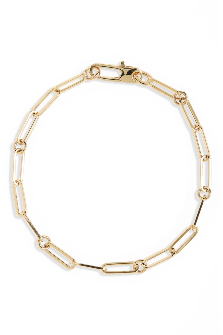 Thin Paper Clip Chain Bracelet, Main, color, YELLOW GOLD