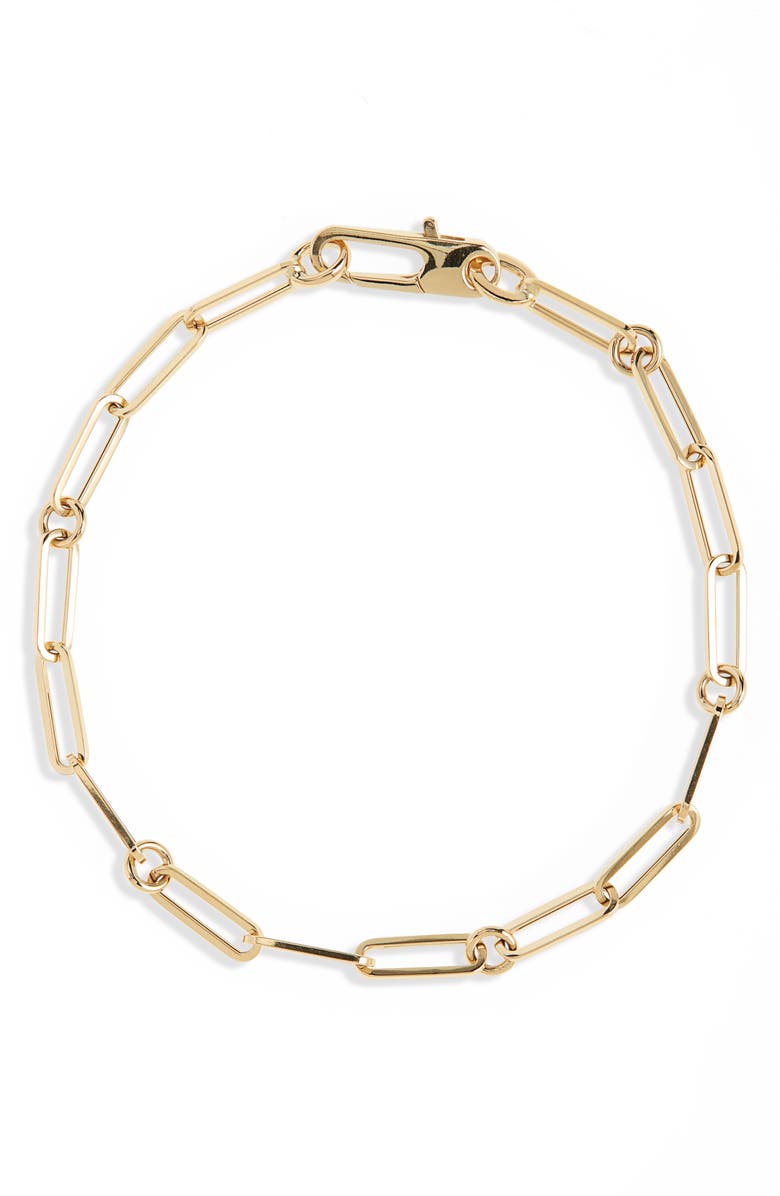 Roberto Coin Thin Paper Clip Chain Bracelet, Main, color, Yellow Gold