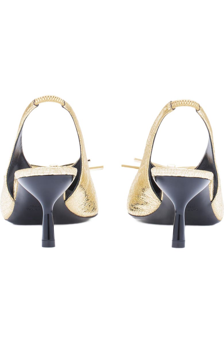 Lanvin BOW SLINGBACK PUMPS IN CRACKLED METALLIC LEATHER, Alternate, color,