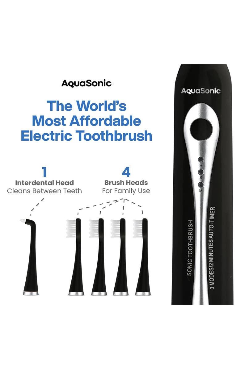 AQUASONIC Home Dental Center Rechargeable Power Toothbrush & Smart Water Flosser Set, Alternate, color, Black