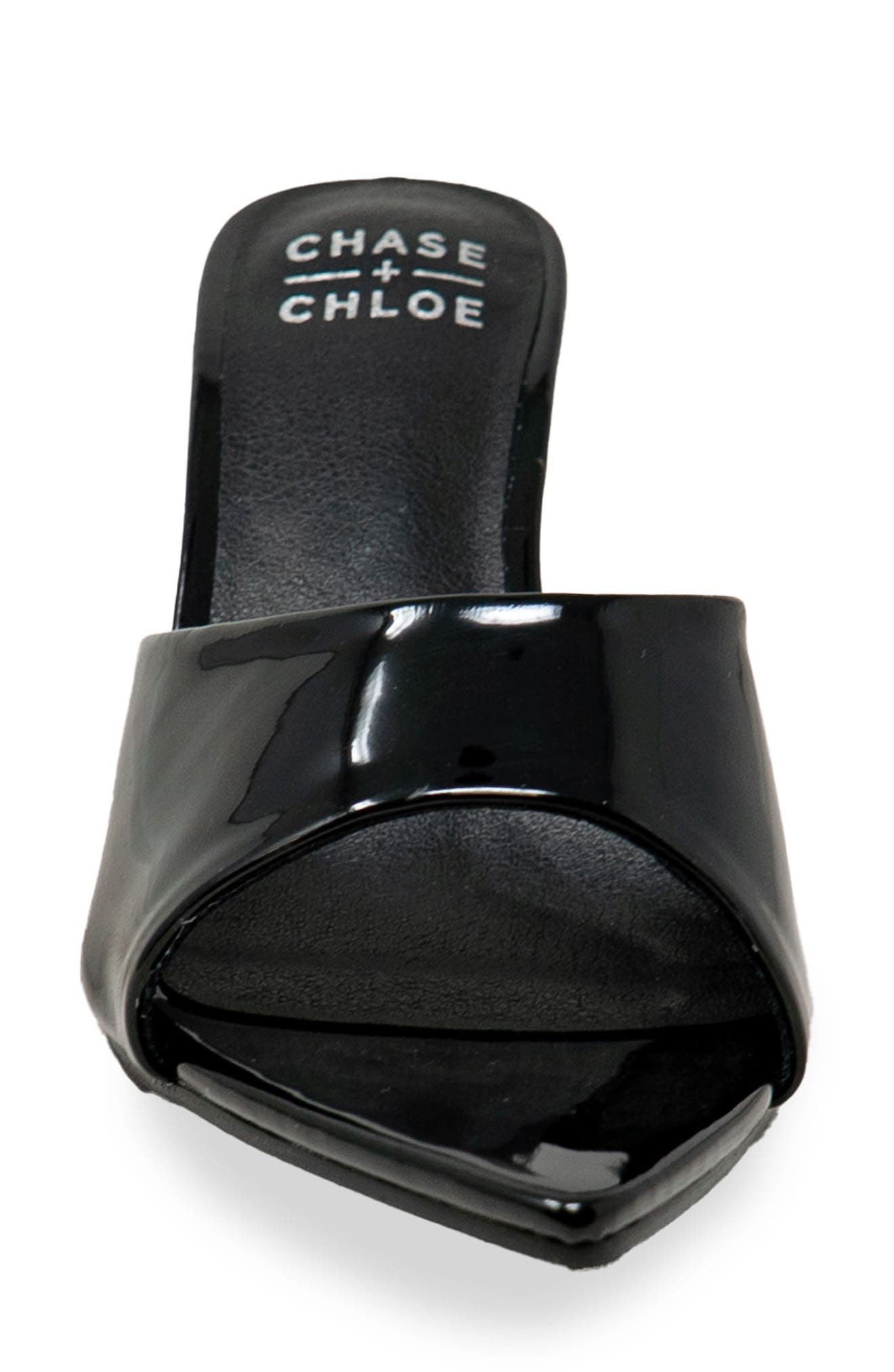 CHASE AND CHLOE Glossy Finish Stiletto Sandal, Alternate, color, Black Patent