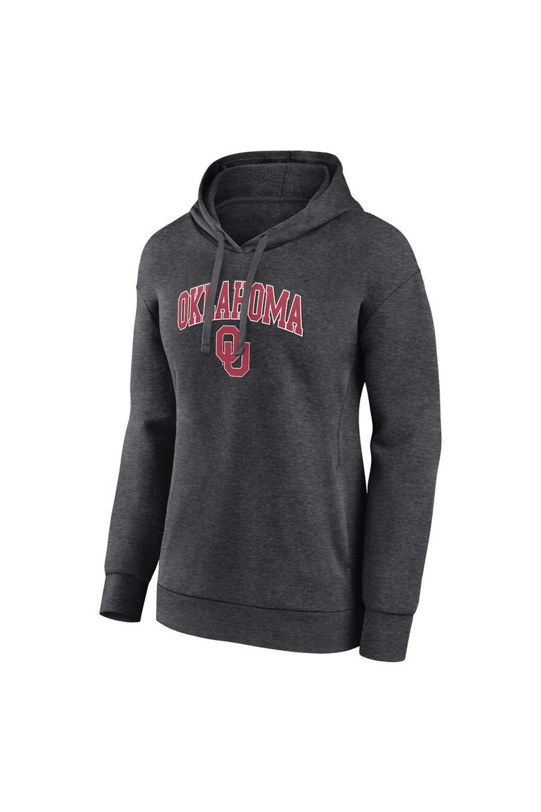Women's Fanatics Branded Heather Charcoal Oklahoma Sooners Evergreen Campus Pullover Hoodie, Alternate, color, Heather Charcoal