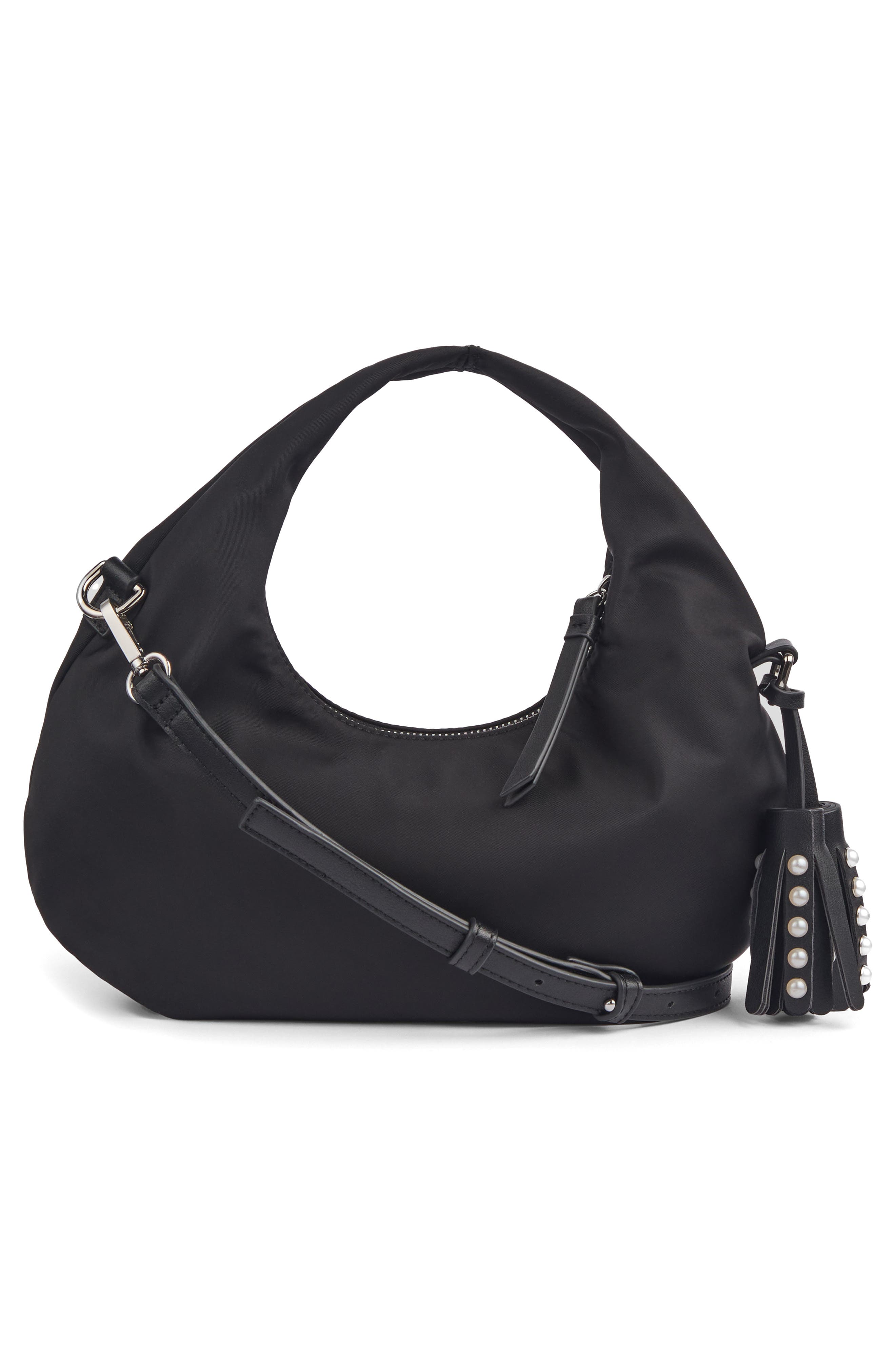 LK Bennett Bow Nylon Grab Bag, Alternate, color, Black