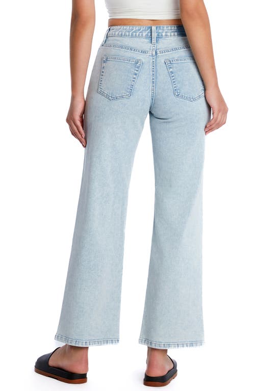 Hint Of Blu Clever Ripped High Waist Wide Leg Jeans In Cosmic Blue