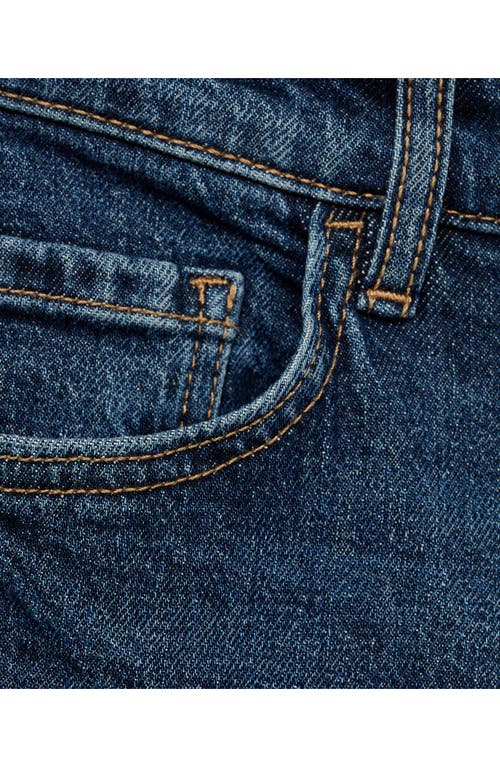 Shop Mango Comfort High Waist Straight Leg Jeans In Dark Blue