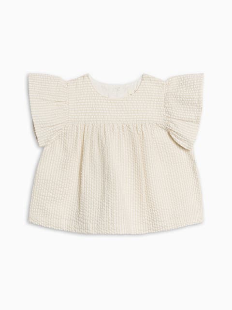Organic Viv Seesucker Ruffle Top (Toddler & Little Kids)