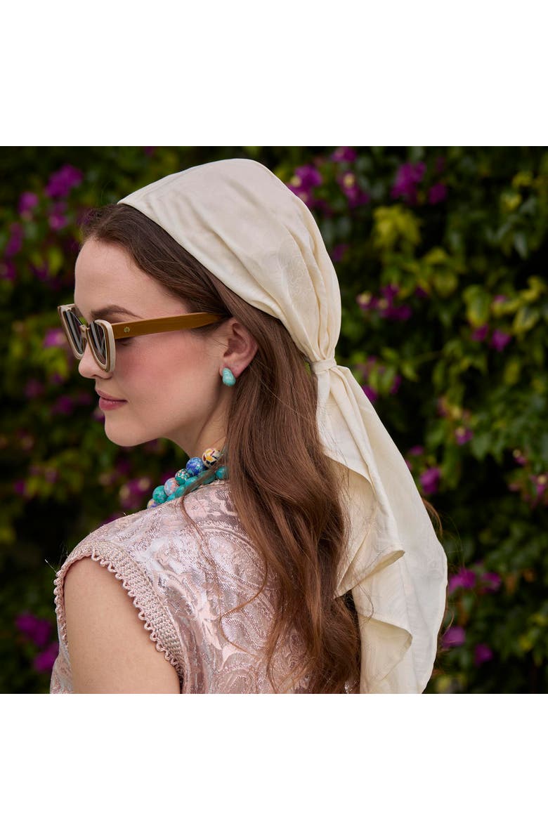 Lele Sadoughi Sophia Silk Scarf Cap, Alternate, color, Ivory