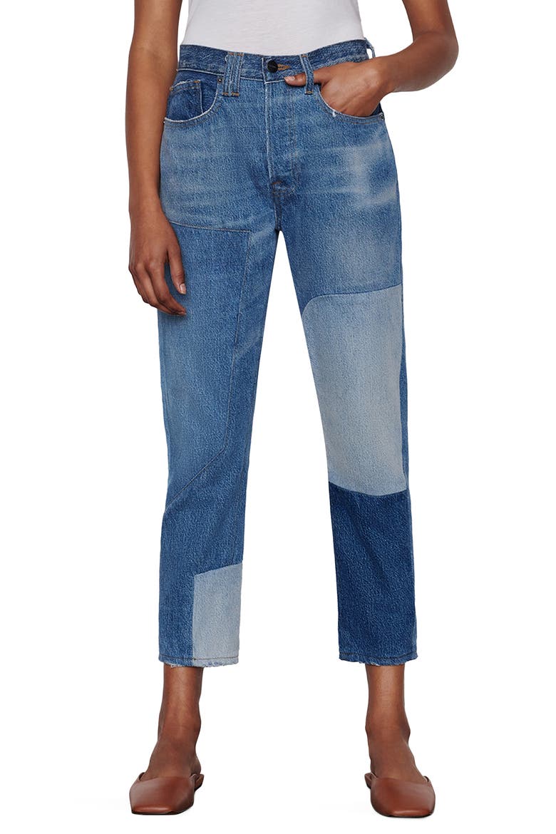Le Original Unmatched Ankle Straight Leg Patchwork Jeans, Main, color, LANDA MIX