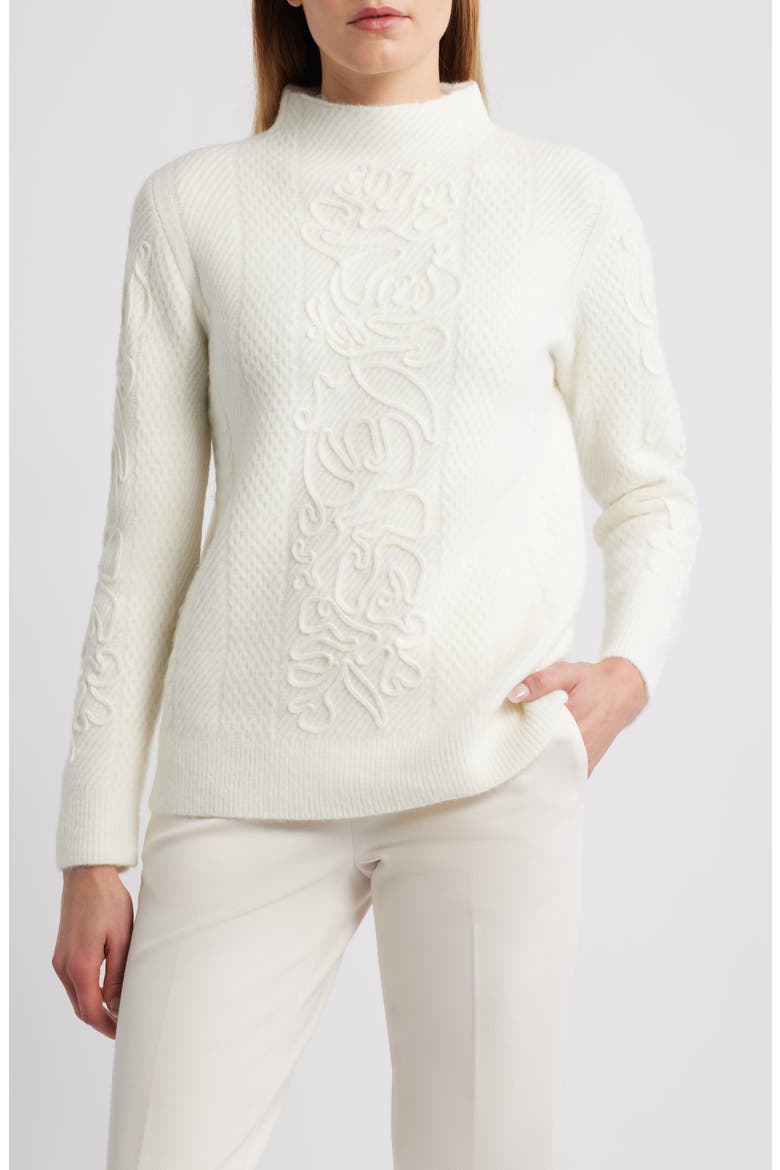 Embroidered Funnel Neck Sweater, Main, color, ECLAIR