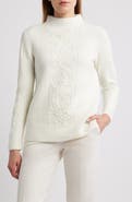 Anne Klein Embroidered Funnel Neck Sweater