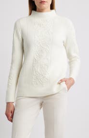 Anne Klein Embroidered Funnel Neck Sweater