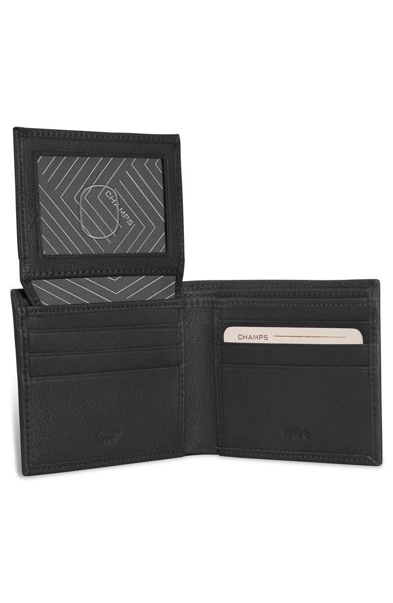 CHAMPS Iconic ID Flap Leather Bifold Wallet, Alternate, color, Black